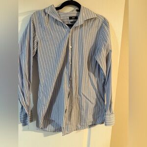 Men’s Hugo Boss button up blue stripe